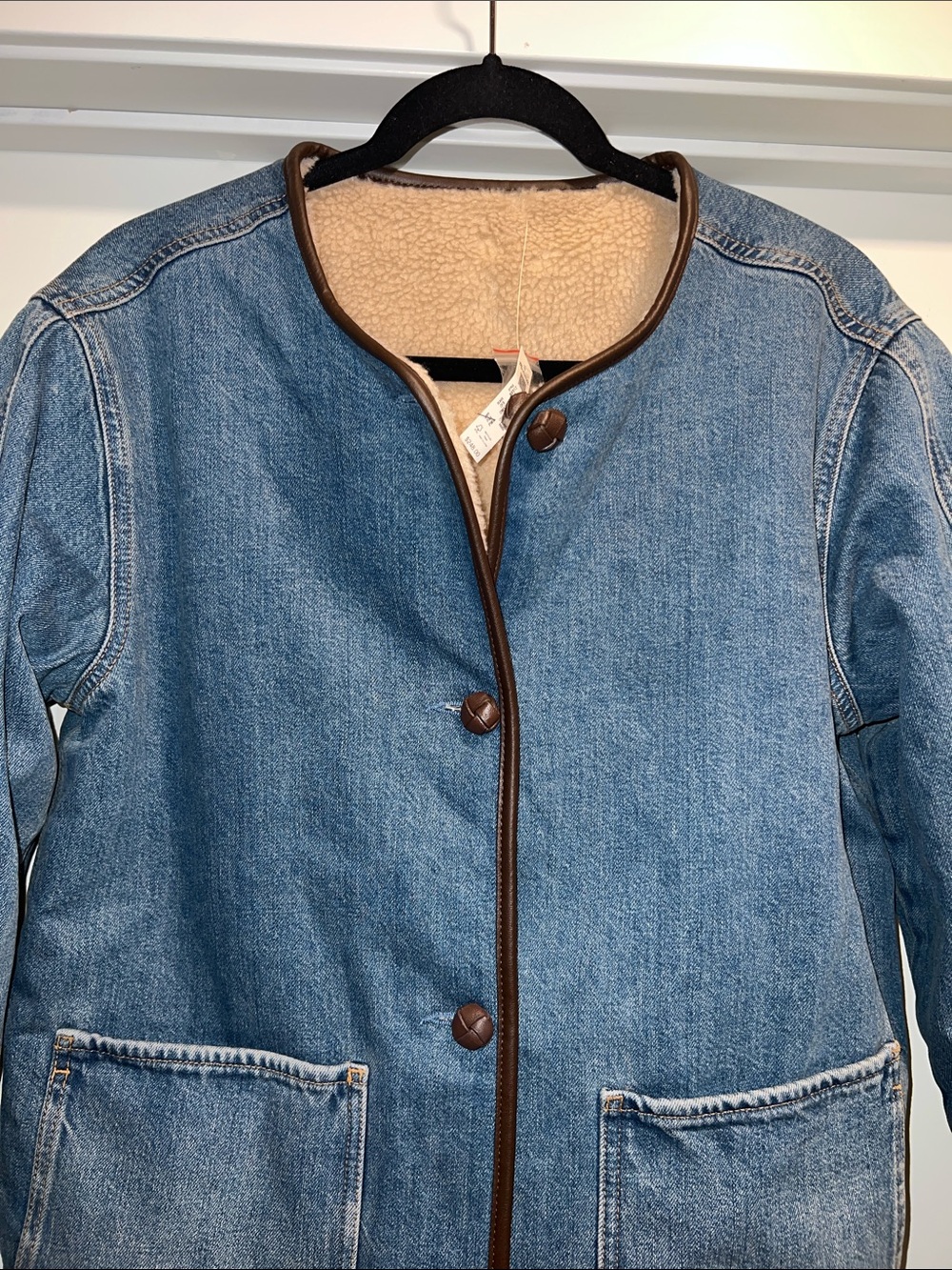 Madewell Reversible Denim & Sherpa Jacket in Petersburg Wash & Rigid Size S NWT - Picture 4 of 16